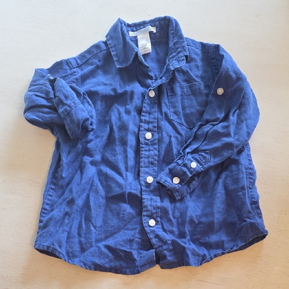 Janie and Jack Navy Button Down Shirt - Picture 1 of 3